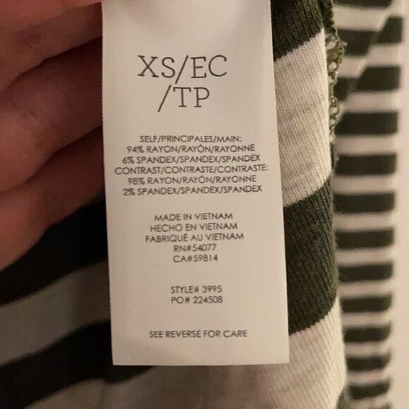 CAbi Olive Green & Oatmeal Striped Playoff Hoodie 3995 - Picture 5 of 8